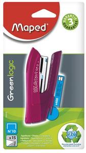 Fűzőgép No.10 MAPED Greenlogic Pocket, 15 lap, vegyes színek