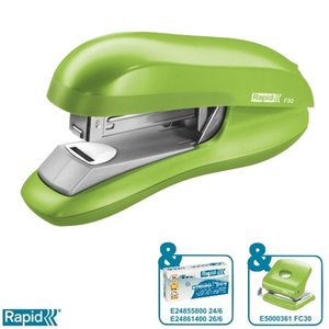 Fűzőgép 24/6 RAPID F30, laposan tűző, 30 lap, élénk zöld