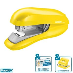 Fűzőgép 24/6 RAPID F30, laposan tűző, 30 lap, élénk sárga