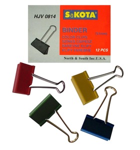 Iratcsipesz 51 mm, SaKOTA binder, 12 db/doboz, fém, színes