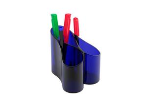 Írószertartó, ICO Lux, műanyag 3 tároló rekeszes, átlátszó kék