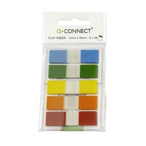 Jelölőcímke 12x43mm, Q-CONNECT KF14966, műanyag, 5 szín x 20 lap