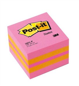 Öntapadó jegyzettömb 51x51 mm, 3M POST-IT 2051-P, 400 lap, pink