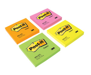 Öntapadó jegyzettömb 76x76 mm, 3M Post-it 654-NP, 100 lap, neon rózsa