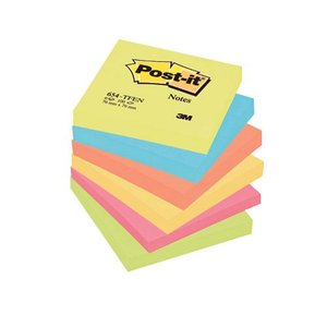 Öntapadó jegyzettömb 76x76 mm, 3M Post-it 654-TFEN, 6x100 l, Energetic