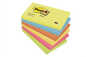 &Ouml;ntapad&oacute; jegyzett&ouml;mb 76x127mm, 3M Post-it 655-TFEN 6x100 lap, Energetic