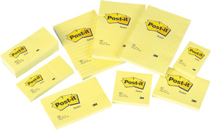 Öntapadó jegyzettömb 76x127mm, 3M Post-it 655, 6x100 lap, sárga,