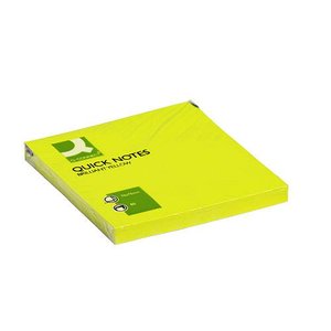 Öntapadó jegyzettömb 76x76mm, Q-CONNECT KF10514, 6x80 lap, neon  sárga