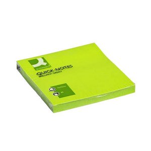 Öntapadó jegyzettömb 76x76mm, Q-CONNECT KF10515, 6x75 lap, neon zöld
