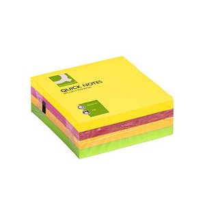 Öntapadó jegyzettömb 76x76mm, Q-CONNECT KF01348, neon színek, 320 lap