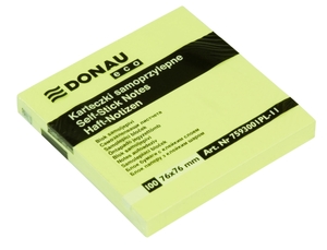 Öntapadó jegyzettömb 76x76mm, DONAU Eco, 100 lap, sárga