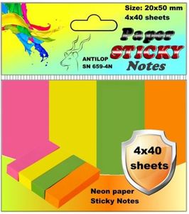 Jelölőcímke 20x50mm, 4x40 lap, ANTILOP SN659-4N, papír, neon színek