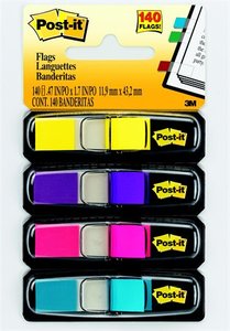 Jelölőcímke 12x43mm, 4x35lap, 3M Post-it 683-4AB műanyag, élénk vegyes