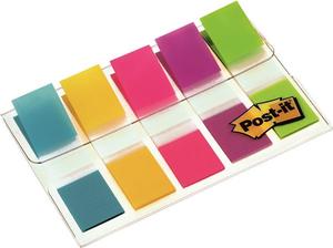 Jelölőcímke 12x44mm, 5x20lap, 3M Post-it 683-5CB, műanyag, vegyes