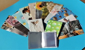 Okmánytartó, 16 zsebes, PVC, keményfedelű, vegyes minták