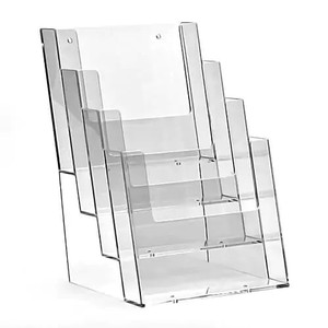 Szórólaptartó, 4xA5, GRS 4220, plexi, asztali, álló, átlátszó