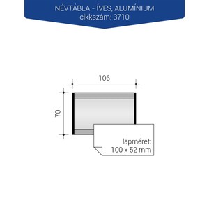 Névtábla 100x52 mm, GRS 3710, íves