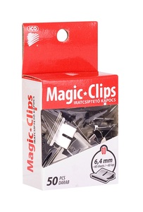 Iratkapcsozó betét 6,4mm, ICO Magic Clip, 50 db, fém
