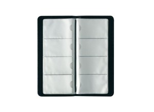 Névjegytartó 12x27,4cm, 16lap, HERLITZ, 128 kártyához, műbőr, fekete