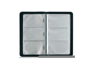 Névjegytartó 12x21,2cm, 16lap, HERLITZ, 96 kártyához, műbőr, fekete