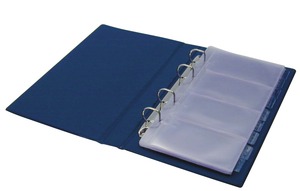 Névjegytartó 200 db-os, PANTA PLAST, gyűrűs, műbőr, fekete