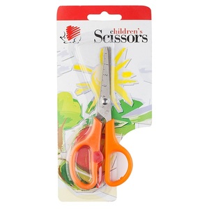 Olló 13,5 cm ICO Süni SC02-03, rásegítős, iskolai, hegyes, narancs
