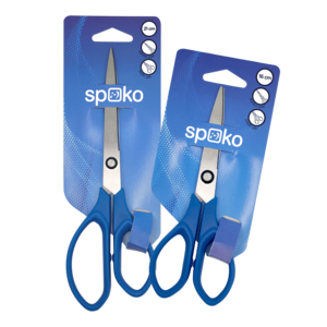 Olló 21 cm, SPOKO 0544 Eco, aszimmetrikus, v.kék műanyag fogórész