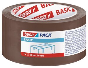 Ragasztószalag 48mm x 66m, TESA Basic 58571, címkézett, barna