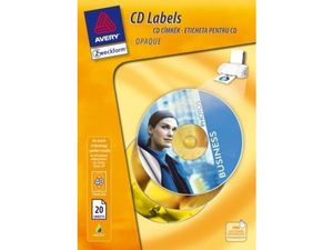 Etikett CD 117/17 mm, AVERY L6043-20, öntapadós, 20 lap, fehér