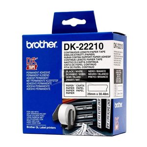 Tekercses címke 29mm x 30,48m, BROTHER DK-22210 papír, fehér