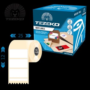 Tekercses c&iacute;mke 25x12 mm, thermo, &ouml;ntapad&oacute;s, 2600 db-os, feh&eacute;r