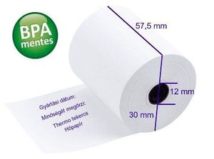 Pénztárgépszalag 57x30x12 mm, thermo, 48 g, 9 m, 10 db, nyomott
