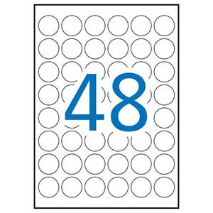 Etikett 30 mm kör, APLI, poliészter, időjárásálló, 20 lap, fehér