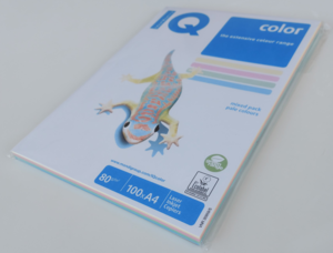 M&aacute;sol&oacute;pap&iacute;r A4, 80g, IQ Color, Rainbow-pack, pasztell MIX, 4x25 lap