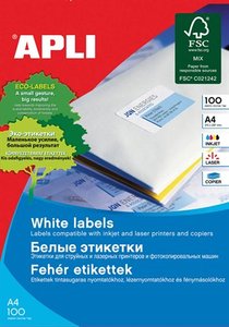 Etikett 105x37 mm, APLI, univerzális, öntapadós, 100 lap, fehér