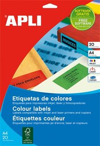 Etikett 105x37 mm, APLI, univerzális, 16 címke/lap, 20 lap, piros
