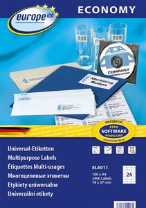 Etikett 70x37 mm, AVERY Europe100, univerzális, 100 lap, fehér