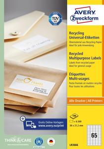 Etikett 38x21,2 mm, AVERY LR3666, univerz&aacute;lis, 100 lap, recycle