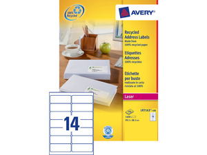 Etikett 99,1x38,1mm, AVERY LR7163-100, univerz&aacute;lis 100 lap, recycle