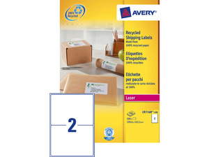 Etikett 199,6x143 mm, AVERY, LR7168-100, k&ouml;rnyezetbar&aacute;t, 100 lap