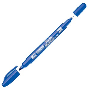 Alkoholos filc LUXOR Permanent Twin Marker 150 kétvégű, 0,7 és 1mm, kék
