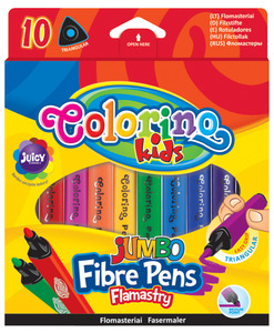 Filc készlet 10 db, COLORINO Kids Jumbo Trio, háromszögletű, 10 szín