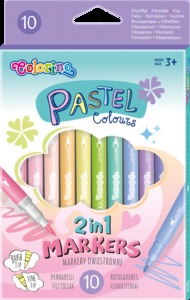 Filc készlet 10 db, COLORINO kétvégű, háromszögletű, 10 pasztell szín