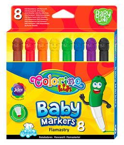 Filc készlet 8 db, COLORINO Baby, Mosoly, kerek heggyel, 8 szín