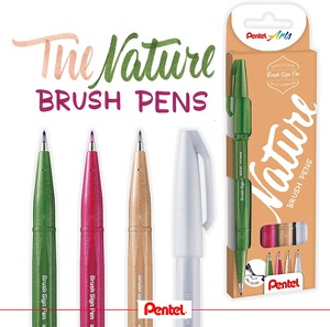 Ecsetfilc PENTEL SES15N-4, (zöld+pink+barna+szürke) 4 db-os készlet