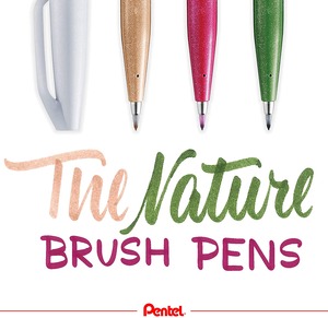 Ecsetfilc PENTEL SES15N-4, (zöld+pink+barna+szürke) 4 db-os készlet