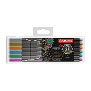 Filckészlet STABILO Pen 68 metallic, 6 különböző metál szín