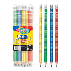 Ceruza COLORINO School, rad&iacute;rv&eacute;gű, szorz&oacute;t&aacute;bl&aacute;s, kerek testű