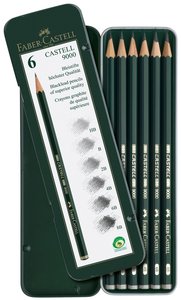Ceruza 6 db-os, FABER-CASTELL 9000, hatszögletű, zöldtestű
