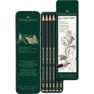 Ceruza 6 db-os, FABER-CASTELL 9000, hatszögletű, zöldtestű